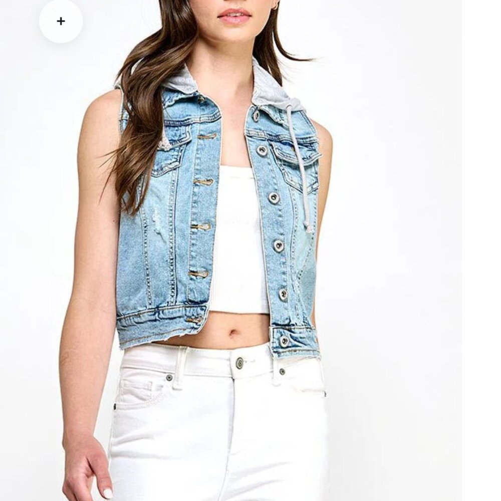 COPY - Ladies Denim Hooded Vest
